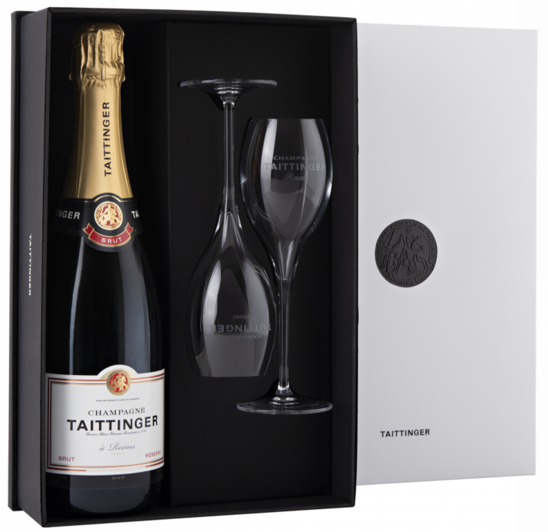 Champagne Taittinger Brut Reserve Gift Pack + 2 glazen